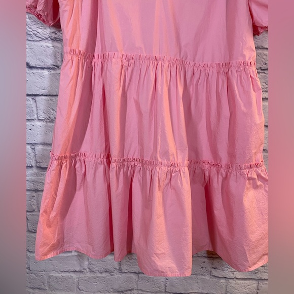 English Factory Ruffle Puff Sleeve Pink Tiered Mini Dress Plus Size 1X - Picture 6 of 8